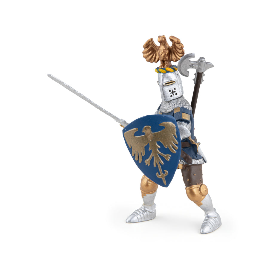 Chevalier bleu au cimier Papo en PVC, Collection Médiéval, jouet éducatif idéal pour enfants et collectionneurs