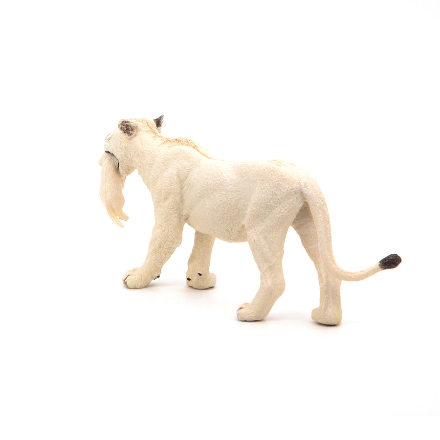 Figurine Lionne blanche avec lionceau Papo en PVC, thème félins, Collection Animaux sauvages, jouet éducatif idéal pour enfants et collectionneurs