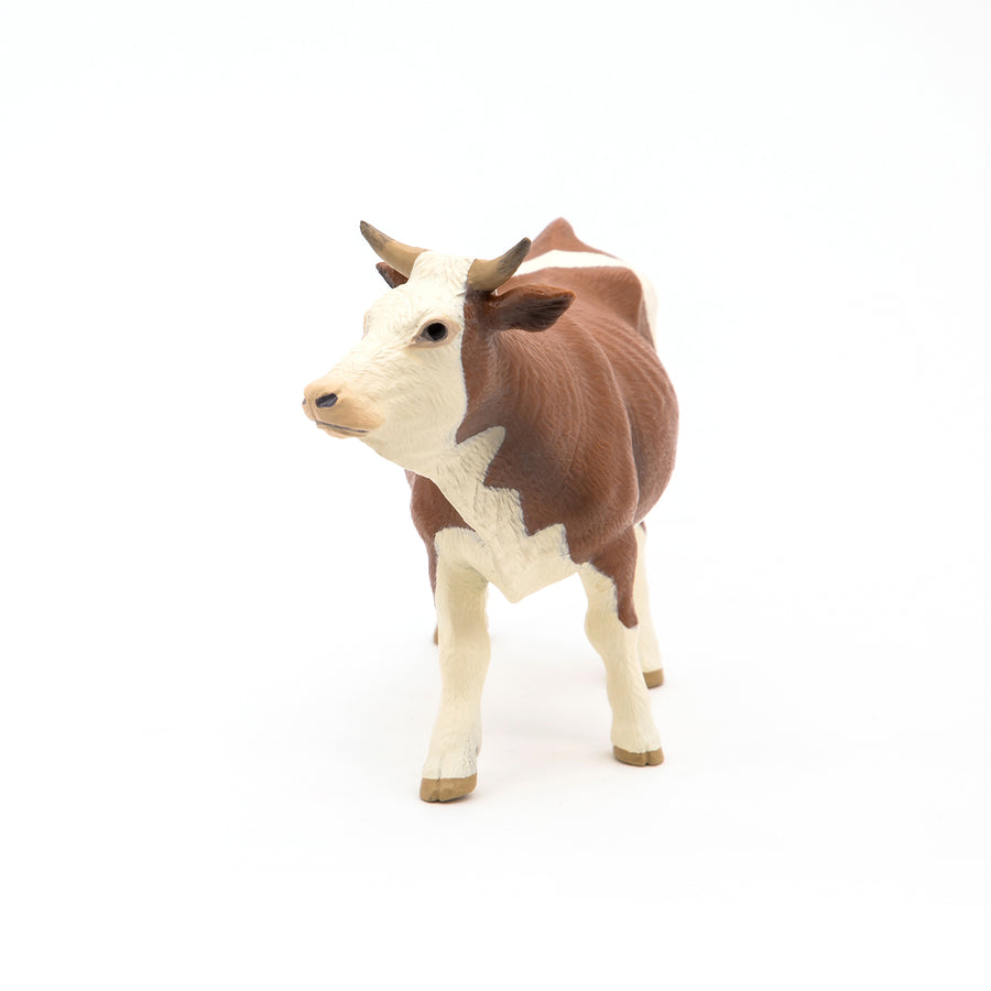 Figurine Vache simmental Papo en PVC, Collection Vie à la ferme, jouet éducatif idéal pour enfants et collectionneurs