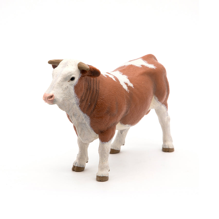 Figurine Taureau simmental Papo en PVC, Collection Vie à la ferme, jouet éducatif idéal pour enfants et collectionneurs