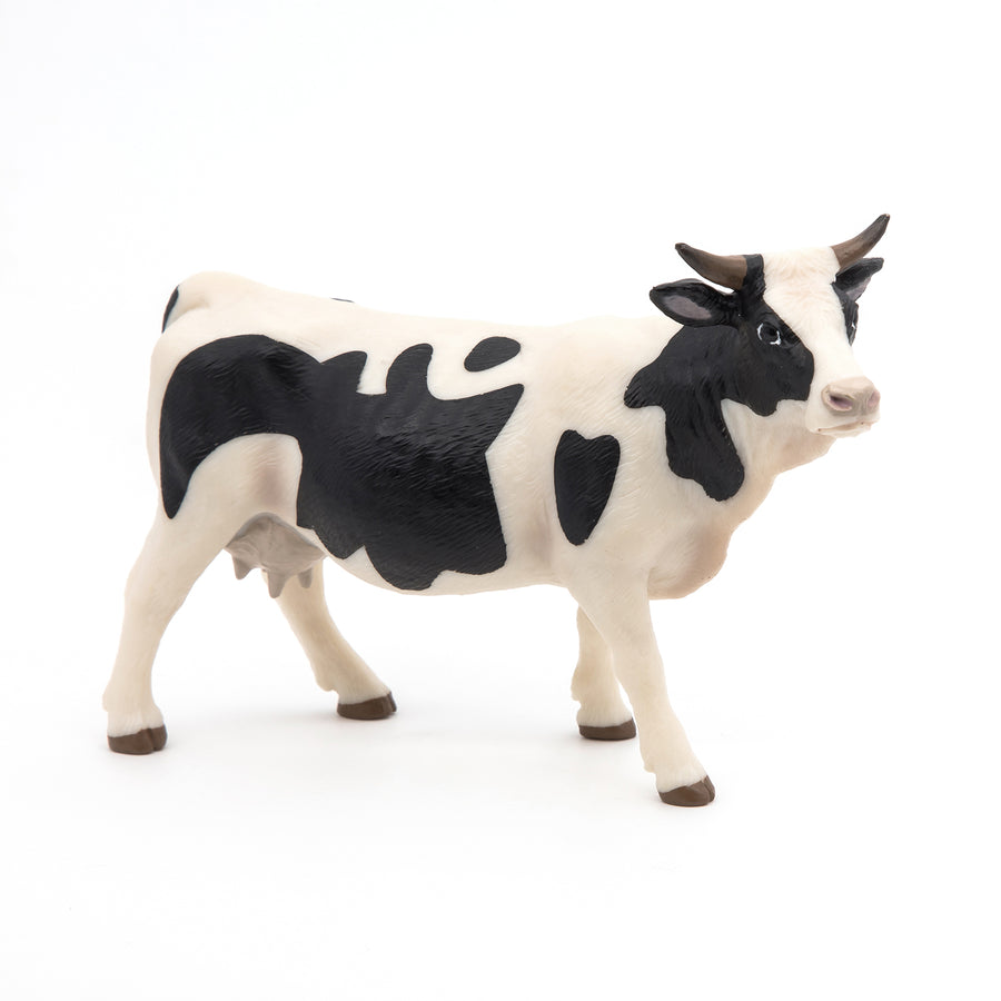 Figurine Vache noire et blanche Papo en PVC, Collection Vie à la ferme, jouet éducatif idéal pour enfants et collectionneurs