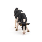 Figurine Vache noire et blanche broutant Papo en PVC, Collection Vie à la ferme, jouet éducatif idéal pour enfants et collectionneurs