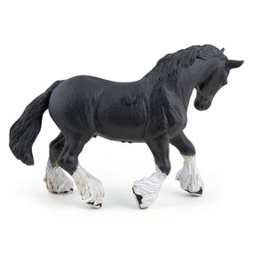 Etalon shire noir Papo en PVC, Collection chevaux, jouet éducatif idéal pour enfants et collectionneurs