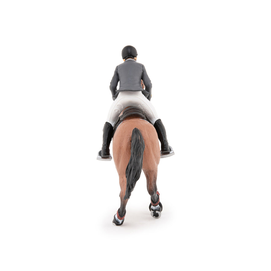 Figurine Cheval de concours et son cavalier Papo en PVC, Collection chevaux, jouet éducatif idéal pour enfants et collectionneurs