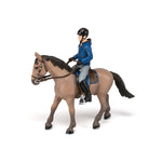Figurine Cheval de promenade et son cavalier Papo en PVC, Collection chevaux, jouet éducatif idéal pour enfants et collectionneurs