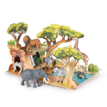 La savane Papo en carton renforcé, Collection Animaux sauvages, décor pour figurines, idéal pour enfants